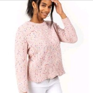 Jun&Ivy Pink Confetti Scalloped Crew Neck Sweater Size Medium EUC